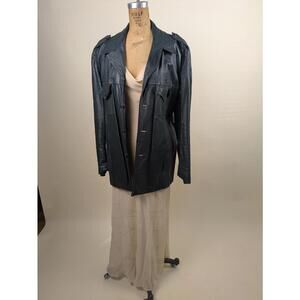 1990's green leather oversized jacket
